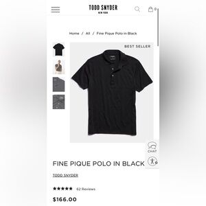Mens Todd Snyder Fine Pique Polo Black Medium